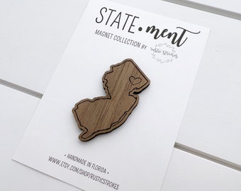 New Jersey Wood Magnet | Home State Gift | New Jersey Gift | State Refrigerator Magnet | Graduation Gift | Travel Gift | New Home Gift