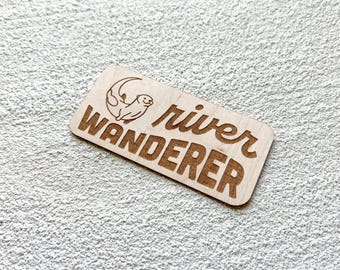 River Wanderer Wooden Sticker - Otter Stickers - Gift for Kayaker - Sticker for Nature Lovers