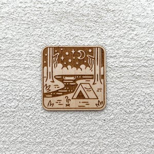 Camping Wooden Sticker - Outdoor-Themed Stickers - Adventure Gifts - Sticker for Nature Lovers