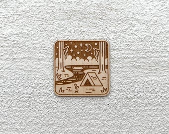 Camping Wooden Sticker - Outdoor-Themed Stickers - Adventure Gifts - Sticker for Nature Lovers