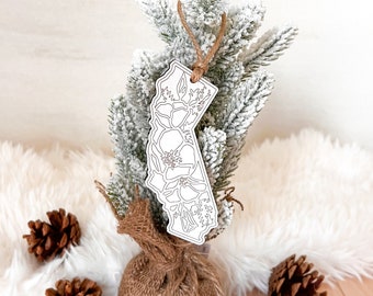 Adorno de madera con la flor del estado de California / Adornos navideños de madera / Adorno para casa nueva / Adorno único de California / Adorno navideño