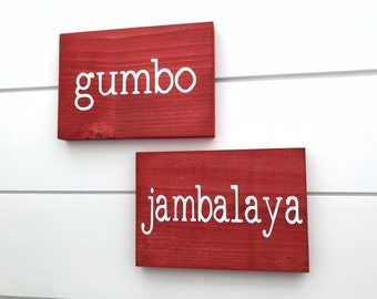 Gumbo Sign | Jambalaya Sign | Set of 2 | Louisiana signs | Louisiana gift | Louisiana Kitchen decor | New Orleans decor | Louisiana wall art