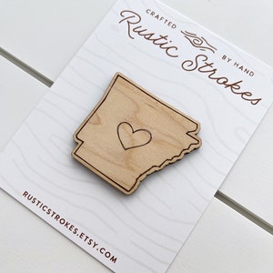 Handcrafted Arkansas Wood Magnet - Home State Gift - Arkansas Gift - State Refrigerator Magnet - Graduation Gift - New Home Gift