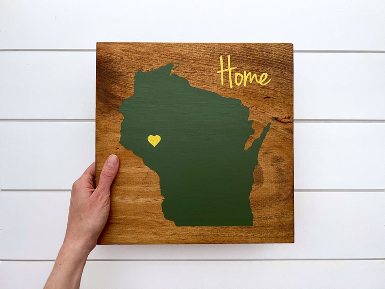 Wisconsin Home Sign Wisconsin wall decor Moving gift Wisconsin gift State home sign Gift for College Student Rustic Wisconsin image 1