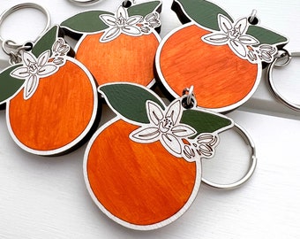 Llavero de naranja de Florida - Flor de naranjo - Regalo de Florida - Regalo de jubilación - Llavero de mandarina hecho a mano
