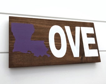 Painted | Louisiana LOVE Sign | Louisiana Wall Art | Louisiana Gift | Moving Gift