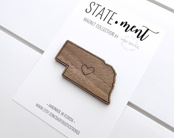 Nebraska Wood Magnet | Home State Gift | Nebraska Themed Gift | State Refrigerator Magnet | Travel Gift |