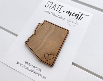 Arizona Wood Magnet | Home State Gift | Arizona Gift | State Refrigerator Magnet | Travel Gift | Laser Engraved Wood | Gift for Host