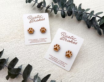 Hypoallergenic Pawprint Stud Earrings - Cat Earrings - Dog Jewelry - Gift for Cat Lover - Dog Parent Gift