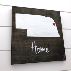 Painted Nebraska Home Sign Custom Sign Nebraska wall art Nebraska Gift Home state sign Graduation gift image 2