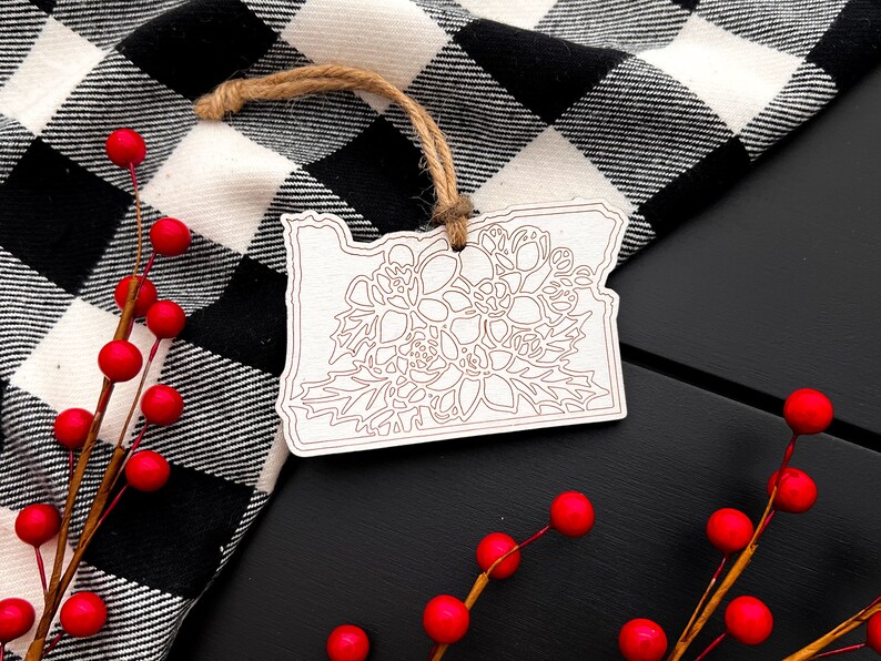 Oregon State Flower Wood Ornament Wooden Christmas Ornaments New Home