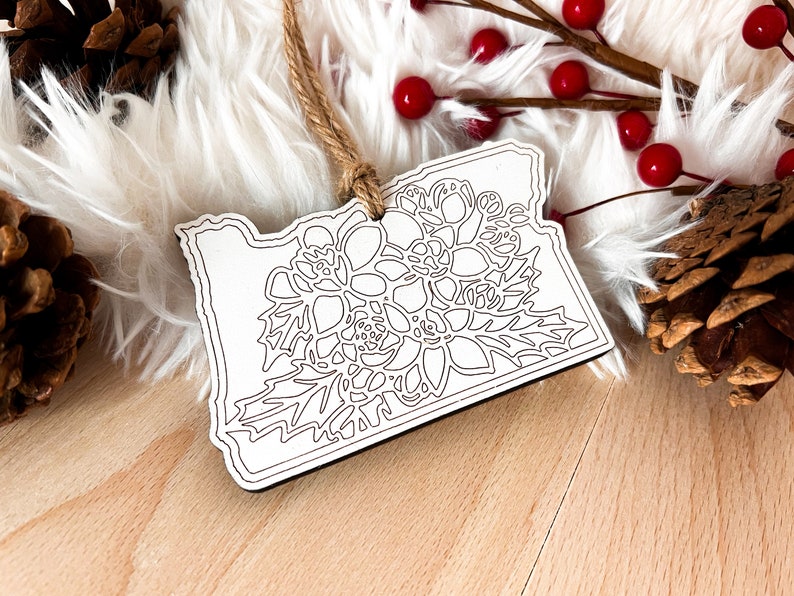 Oregon State Flower Wood Ornament Wooden Christmas Ornaments New Home