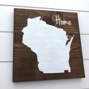 Wisconsin Home Sign Wisconsin wall decor Moving gift Wisconsin gift State home sign Gift for College Student Rustic Wisconsin image 6