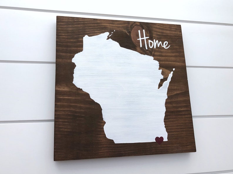 Wisconsin Home Sign Wisconsin wall decor Moving gift Wisconsin gift State home sign Gift for College Student Rustic Wisconsin image 6