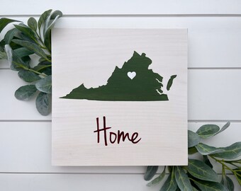 Virginia home sign | Virginia wall art | Virginia wall decor | Moving gift | Home state sign | Virginia gift | Wood wall decor