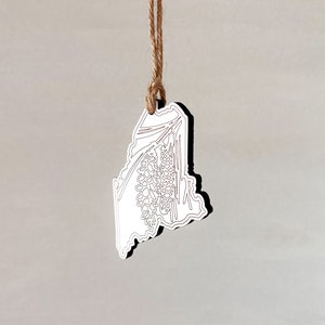 Maine State Flower Wood Ornament | Wooden Christmas Ornaments | New Home Ornament | Unique Maine Ornament | Host Gift