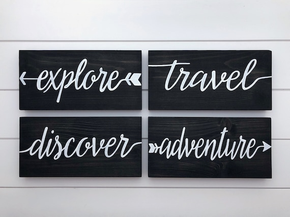 Sign set | Explore Wood Signs | Travel Wall Decor | Adventure Signs | Travel Nursery | Explore wall art | Adventure wall art