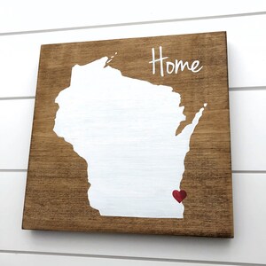 Wisconsin Home Sign Wisconsin wall decor Moving gift Wisconsin gift State home sign Gift for College Student Rustic Wisconsin image 4