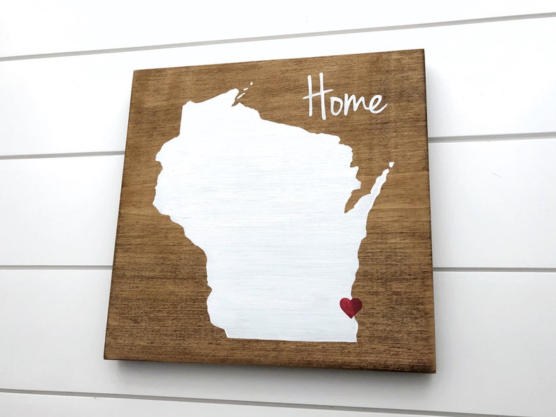 Wisconsin Home Sign Wisconsin wall decor Moving gift Wisconsin gift State home sign Gift for College Student Rustic Wisconsin image 4