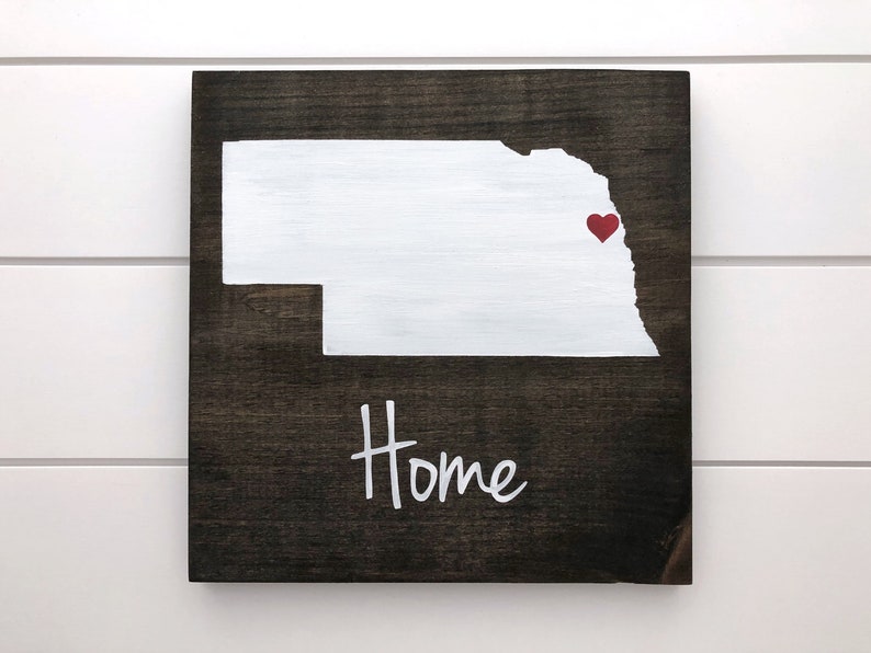 Painted Nebraska Home Sign Custom Sign Nebraska wall art Nebraska Gift Home state sign Graduation gift image 4