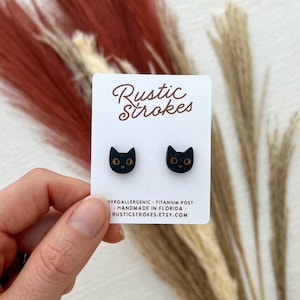 Hypoallergenic Black Cat Stud Earrings – Pet Jewelry