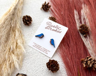 Delicate Bluebird Stud Earrings - Bird-Themed Earrings - Gift for Birdwatchers - Hypoallergenic Jewelry - Gift for Mom