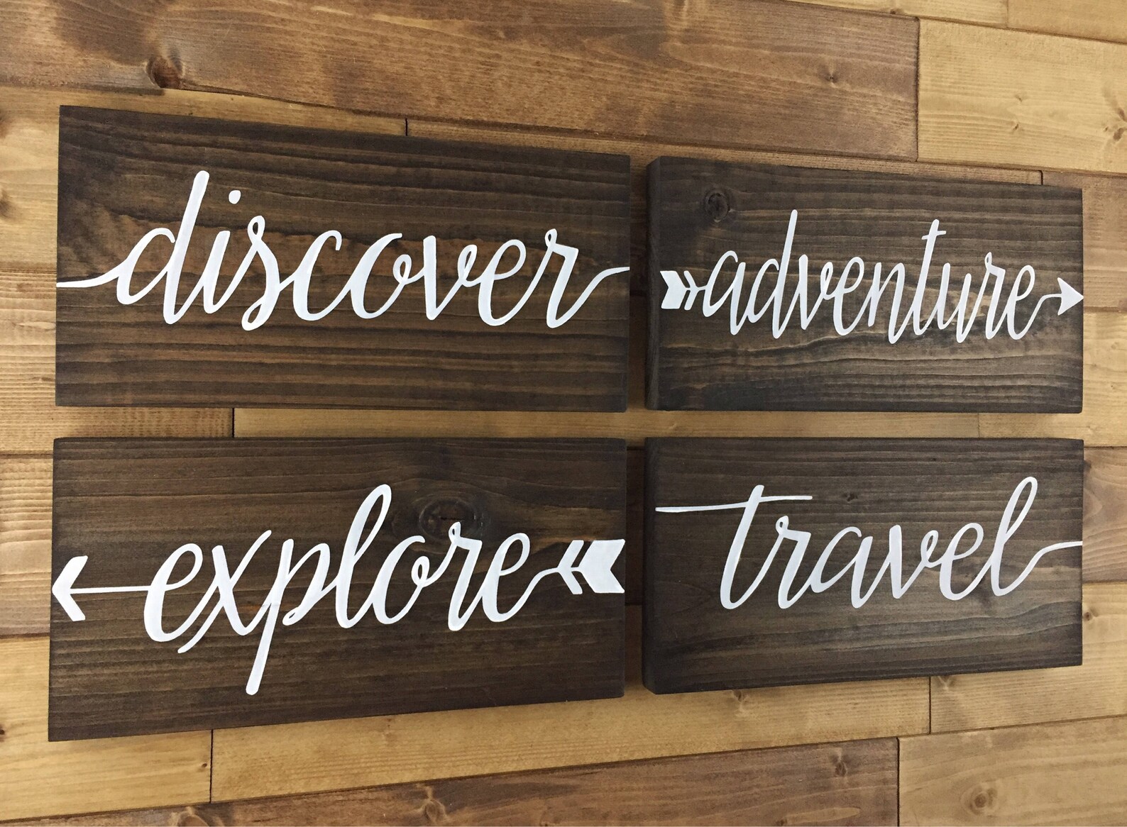 Sign set Explore Wood Signs Travel Wall Decor Adventure Etsy