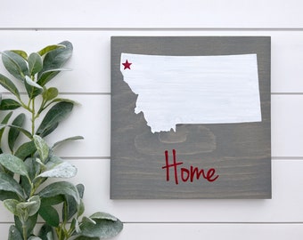 Painted | Montana Home Sign | Montana wall art | Home state sign | Custom sign | Montana gift | Wood wall decor