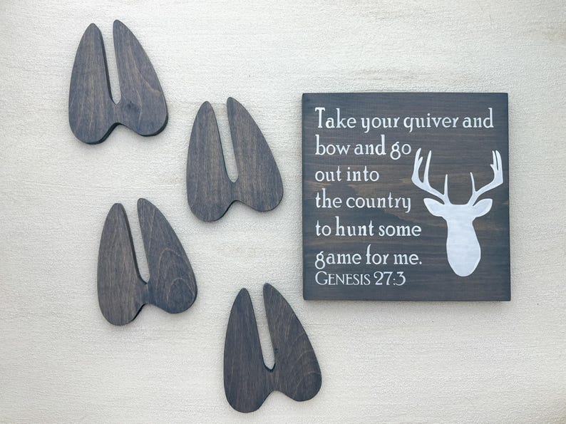 Wooden Deer Tracks | Set of 2 | Deer Footprints | Wood Animal tracks | Deer Nursery Decor | Deer Wall Art | Bild 12