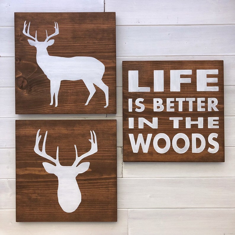 Deer wood sign Deer wall decor Deer nursery decor Etsy