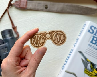 Bird Nerd Wooden Sticker - Birding Sticker - Gift for Birdwatchers