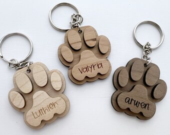 Cat Name Keychain - Personalized Pet Keychain - Gift for Pet Lovers - Cat Paw Keyring - Cat Name Keepsake - Pet Memorial Gift