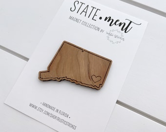 Connecticut Wood Magnet | Home State Gift | Connecticut Gift | State Refrigerator Magnet | Travel Gift | New Home Gift | Wedding Favor