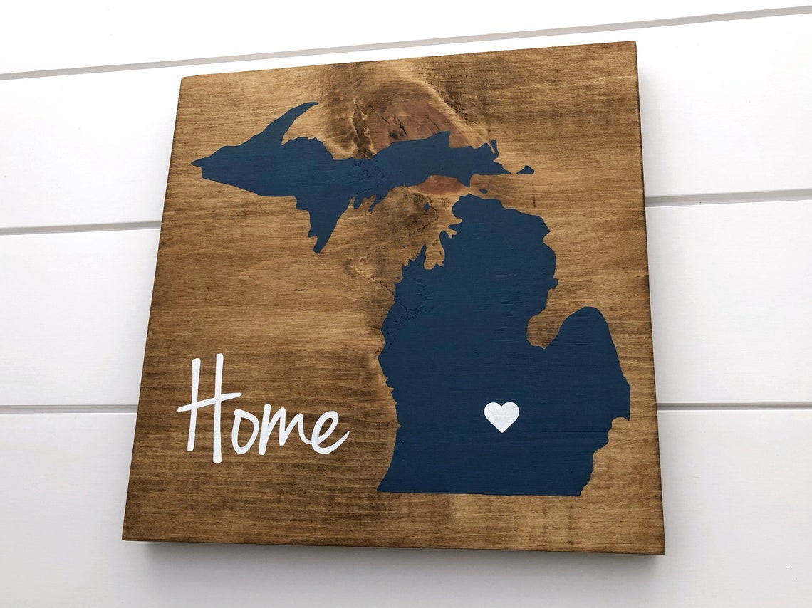 Michigan Wood Sign Michigan wall art Personalized gift Etsy