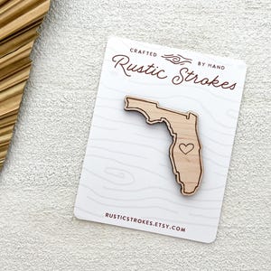 Handcrafted Florida Magnet - Florida Gift - Wooden State Magnet - Unique Corporate Gift