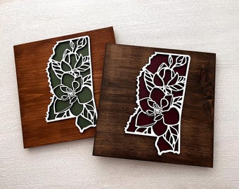 Mississippi Magnolia Wall Decor - Mississippi Gift - State Flower Wall Art - Custom Mississippi Sign