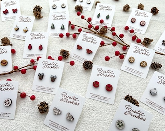 Hypoallergenic Holiday Stud Earrings - Christmas Earrings - Light Bulb Earrings - Snowflake Earrings - Reindeer Stud Earrings