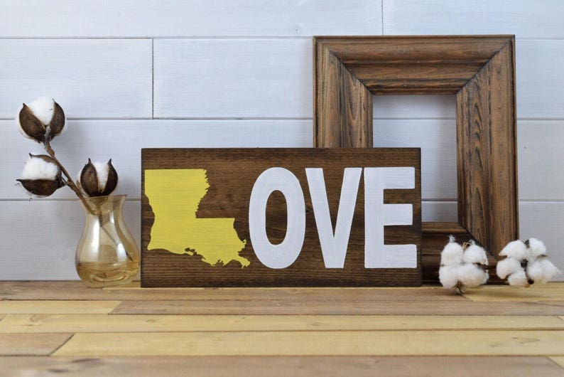 Painted Louisiana LOVE Sign Louisiana wall art Louisiana Etsy