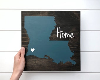 Painted | Louisiana home sign | Louisiana wall art | New Orleans art | Louisiana Gift | Custom Gift | Wood wall decor