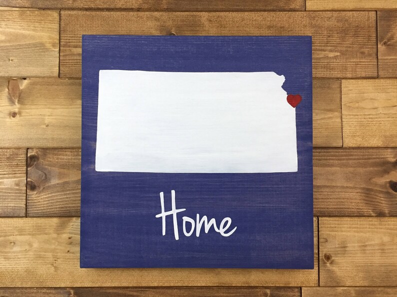 Kansas Home Sign Kansas Wall Decor Custom Sign Kansas Etsy