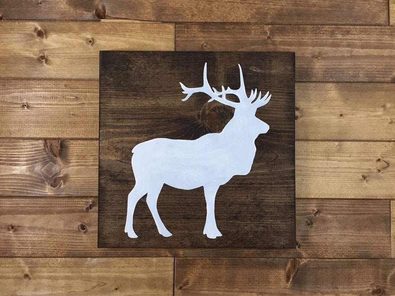 Pick Colors Elk Wood Sign Painted Decor Cabin Hunting Woodland Nursery Wildlife Boys Room