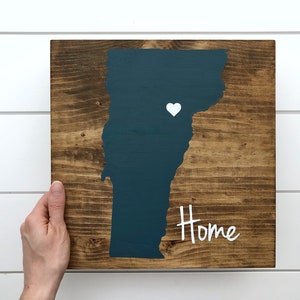 Painted | Vermont Home Sign | Vermont Wall Decor | Vermont Gift | Home State Sign | Moving Gift | Dorm Room Decor
