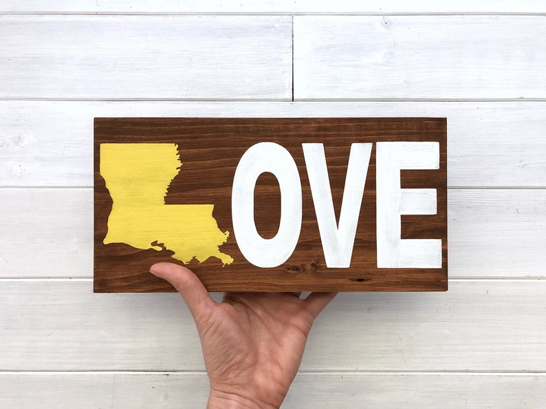 Painted Louisiana LOVE Sign Louisiana wall art Louisiana Etsy