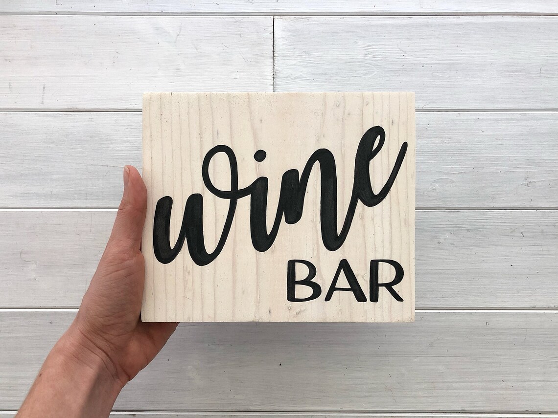 Painted Wine sign Wine gift Wine Bar Decor Wine bar Etsy