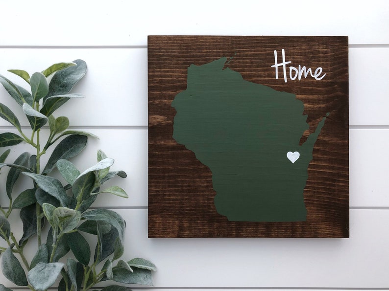 Wisconsin Home Sign Wisconsin wall decor Moving gift Wisconsin gift State home sign Gift for College Student Rustic Wisconsin image 5