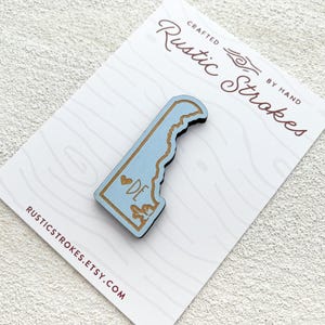 Pick Colors Delaware Wood Magnet | Home State Gift | Delaware Gift | State Refrigerator Magnet | Graduation Gift | New Home Gift