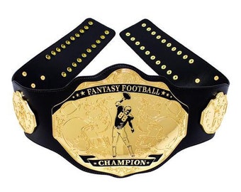 Fantasy Football Championship Belt Trophy. Spike Black/Gold.