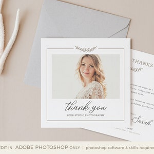 Thank You Card Template for Photographers, Photography Marketing Template, Photoshop Template, INSTANT DOWNLOAD, Photography Business