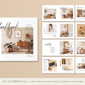 Lookbook Template for CANVA, Interior Design Portfolio, Canva Lookbook, Editable Catalog Template, Magazine Template