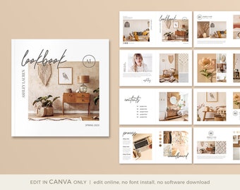 Interior Design Lookbook Template: Editable Canva Catalog (8x8" Square) (Digital Download)